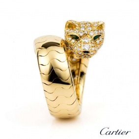 Cartier 18k Yellow Gold Diamond Set Panthere Ring B&P N4224200